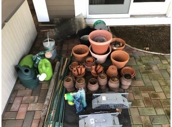 Large Collection Of Flower Pots, Watering Cans, Etc