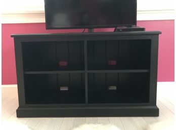 Black 4 Shelved Wood Storage Cabinet. TV Not Included.