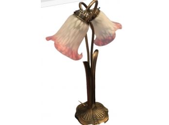 Brass Tulip Lamp  With Two Flowers