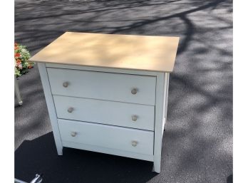 3 Drawer Off-white Wood Dresser With Wooden Pulls