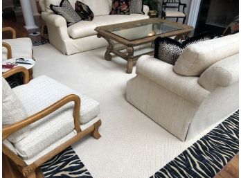 Landry & Arcari Wool Cream Area Rug With Custom Zebra Trim 10 X 13  (living Room)