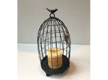 Bird Cage Tall Metal Lantern With Candle And ONE (1) Bird