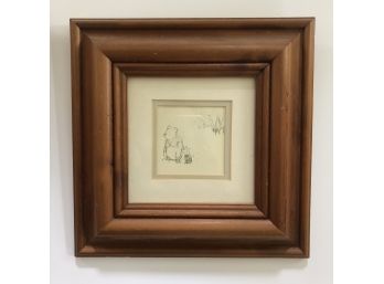 Winnie The Pooh 'SNOWY BEHIND THE EARS' Framed And Matted Sketch By E.H.Shepard