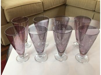 8 Beautiful Purple/lavender Pilsner Glasses