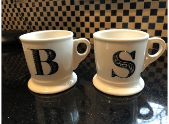 A Pair Of Coffee Mugs With Initials B & S