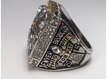 VERY Cool SUPER BOWL #50 Tribute Ring - Peyton Manning #18 Jewel Encrusted VERY Large & Heavy - Cool Item !