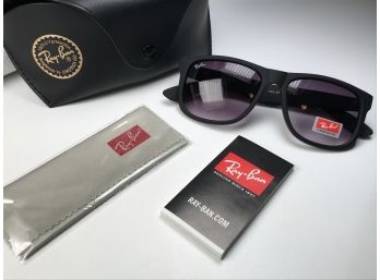 Fantastic Brand New RAY-BAN Sunglasses Matte Black Frames - GREAT PAIR - Tan Leather Case With Polish Cloth