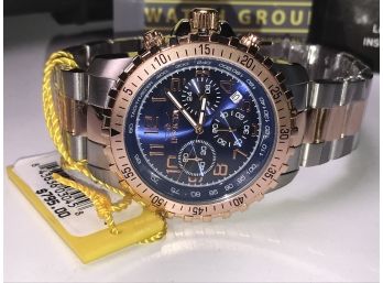 Awesome Stainless / Rose Gold INVICTA Chronograph - Blue Dial - GREAT LOOKING WATCH - $795 Retail