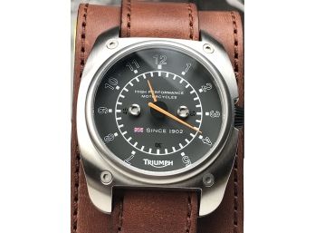 Incredible TRIUMPH MOTORCYCLES Watch - HIGH QUALITY Four Leather Bands - RETRO LOOKING WATCH ! - $299 Retail
