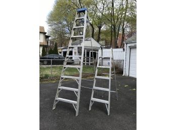 Two Great Aluminum Ladders - Ten (10) Foot KELLER With Six (6) Foot WERNER - READY TO GO !