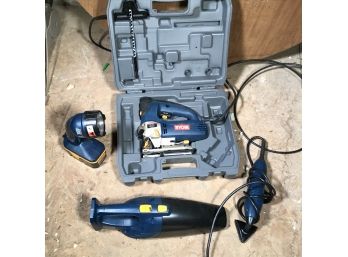 Assorted RYOBI Tools - Jig Saw - Vacuum - Flashlight - Detail Sander - No Charger For Battery Items