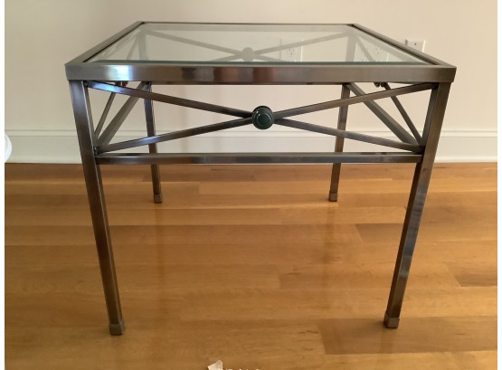 Pair Of Silver Transitional End Tables (Coordinating Lamps)