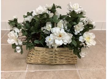 Faux Azalea In Basket, White, Very Real
