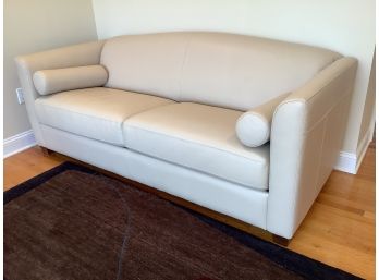 Cream Leather Sleeper Sofa, As New