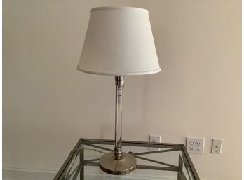 Pair Of Silver Transitional Or Modern Lamps With Shade From Robert Abbey, Inc.