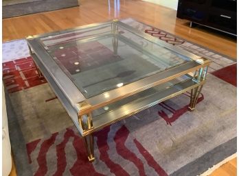 Coffee Table: Platinum Chrome And Beveled Glass