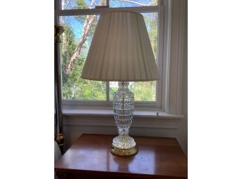Pair Crystal Lamps With Brass
