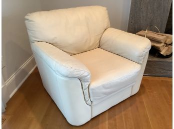 Cream Colored Leather Chair (Coordinating Loveseat Sofa Couch)