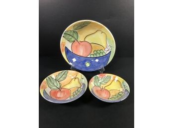 Set Of Three Bella Ceramica Colorful Pasta Serving Bowls