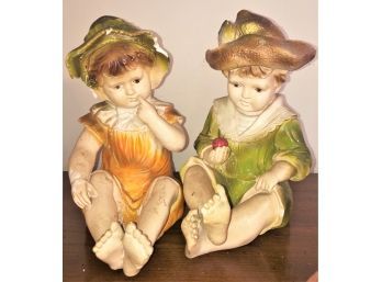 Vintage Quality Arts Figurines Lot Of 2 Boy And Girl