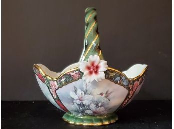 2002 Bradford Exchange Lena Liu Ruby Throated Hummingbird - Hummingbird Treasury Porcelain Basket