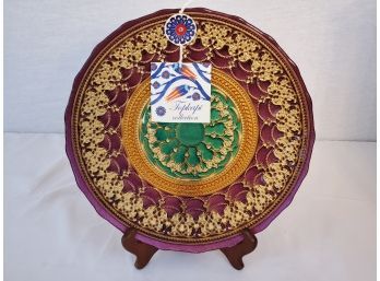 New Topkapi Collection Hand Made & Painted Glass Plate / Platter - Made In Turkey