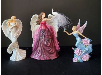 Trio Of Lovely New Old Stock Hamilton Collection Angel Figurines With Certificates Of Authenticity