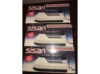 Sisan French Steam Iron As Seen On Tv Iron Lot New In Boxes Set Of Three