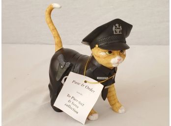New The Hamilton Collection Paw & Order Figurine To Purr-Tect & Serve Collection With COA