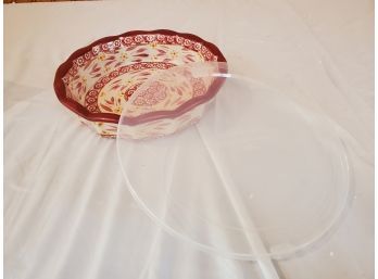 New Temp-tations 10' Ceramic Dish With Plastic Sealing Cover