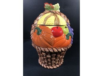 David's Cookie's Harvest Basket Two Piece Cookie Jar - New Never Used