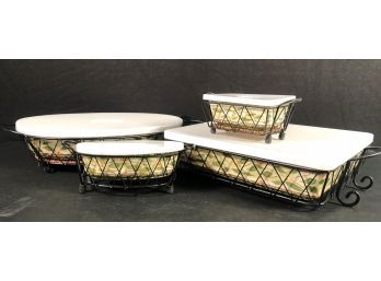 New Beautiful Temp-tations By Tara Old World Green Floral Design 12 Piece Ovenware Set