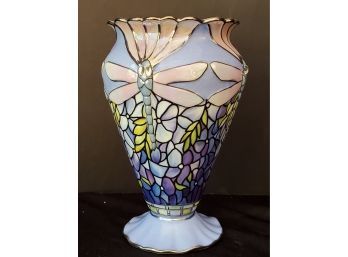 2002 The Danbury Mint Glittering Dragonflies The Era Of Louis Tiffany Heirloom Porcelain 6.5 Vase