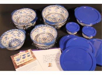 New Temp-tations Old World Thirteen Piece Complete Od World Blue Meal/Oven-to-table Set