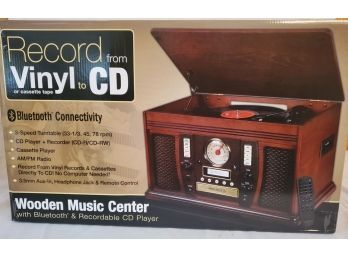 New In Box Innovative Technology Wooden Music Center With Bluetooth & Recordable CD Player