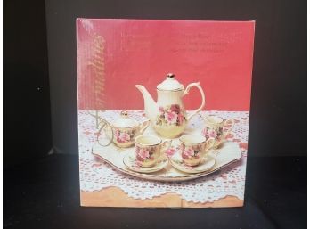 New Formalities By Baum Brothers Ivory & Gold Victorian Rose Collection Miniature Porcelain Tea Set