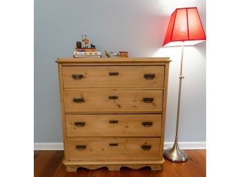 Antique English Pine Chest Of Drawers W Rectangular Brass Drawer Pulls And Dovetail Joints