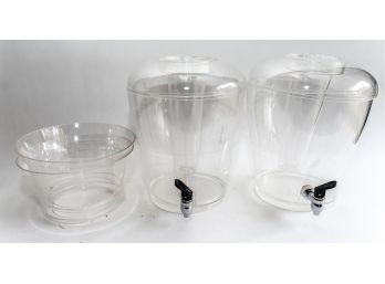 Acrylic Beverage Dispensers With Bases - A Pair