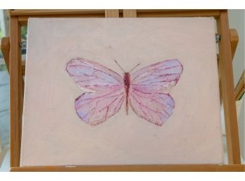 Pink Butterfly Painting On Canvas