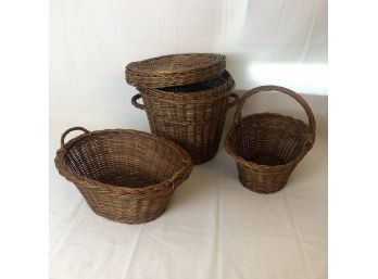 Vintage Wicker Baskets, 3 Pieces