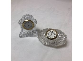Vintage Godinger Crystal Legends Lead Crystal Clocks, 2 Pieces