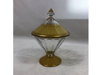 Antique Art Deco Glass Votive / Urn With Top, 9'