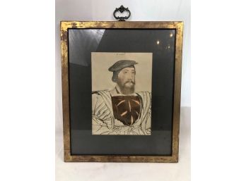 Antique Framed 16th Century Portrait 'Ormond', Watercolor / Pencil