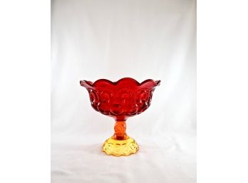 Vintage L.E. Smith Amberina Moon And Stars Flared Compote (Second Of Two)