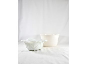 Pair Of Milk Glass Bowls/Planters