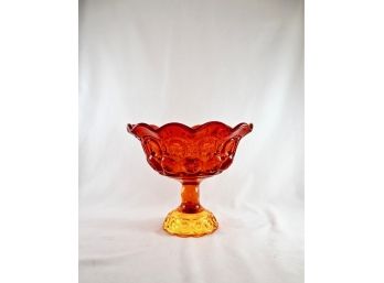 Vintage L.E. Smith Amberina Moon And Stars Flared Compote (First Of Two)
