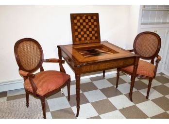 Ethan Allen Games Table & Two Matching Arm Chairs