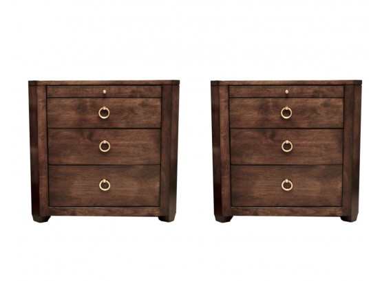 Pair Of NANCY CORZINE Style Nightstands With Pull Out Shelf (Retail $2900)