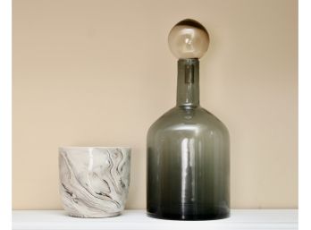 Oversized Decanter With Glass Stopper And Planter