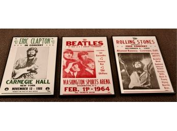 Set Of 3 Professionally Framed Rock & Roll Legends Mini Posters